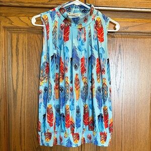 Riah Fashion feather boho tank